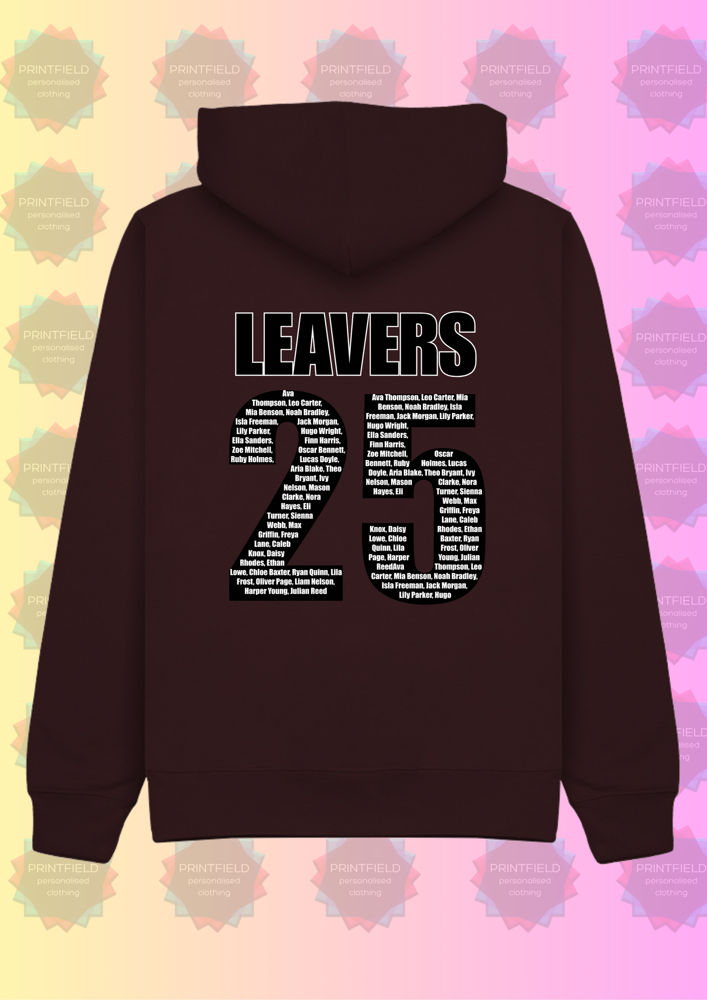 ๐ Personalised Leavers Hoodie โ Class of 2025 - designed by Printfield