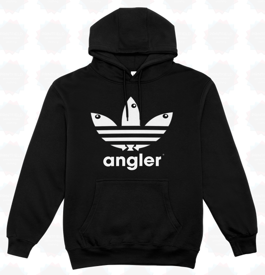 Angler Hoodie – Adidas-Brand-Parody | Funny Fishing Hoodie | UK Fast Delivery