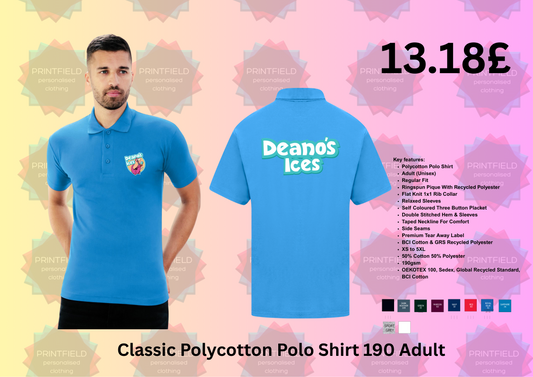 Personalised Polycotton Polo Shirt for MEN – Premium Quality, Sustainable Comfort