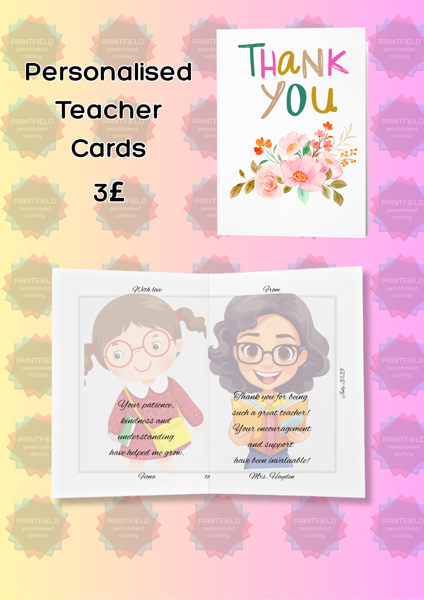 Personalised Teacher Thank You Card – End of Year Gift