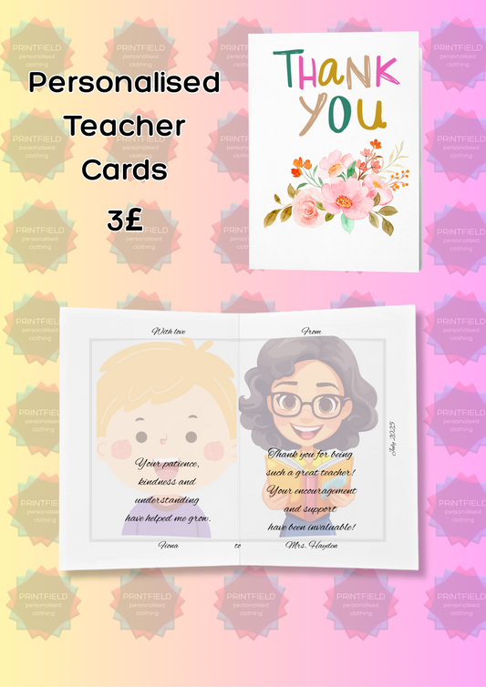 Personalised Teacher Thank You Card – End of Year Gift