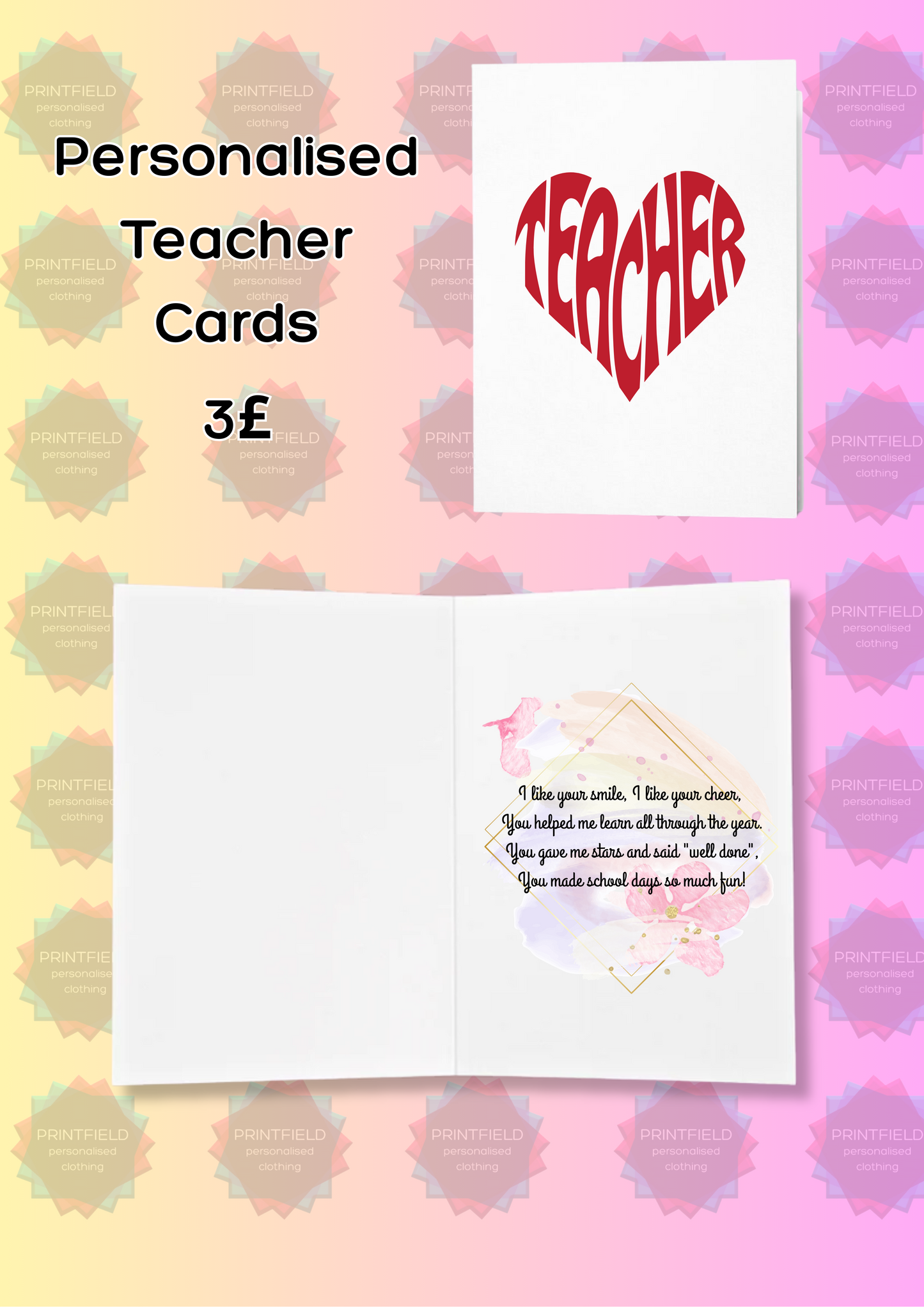 Personalised Teacher Thank You Card – End of Year Gift