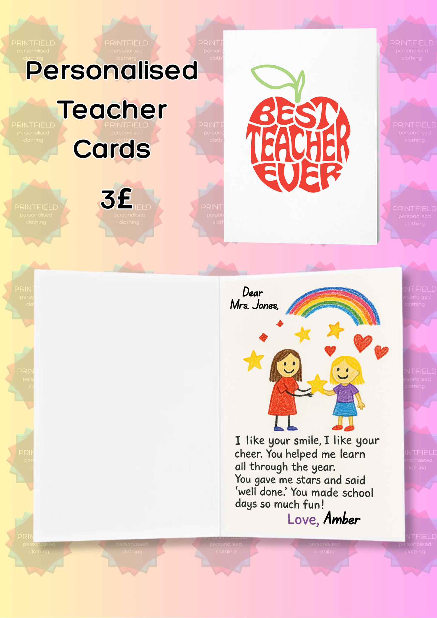 Personalised Teacher Thank You Card – End of Year Gift
