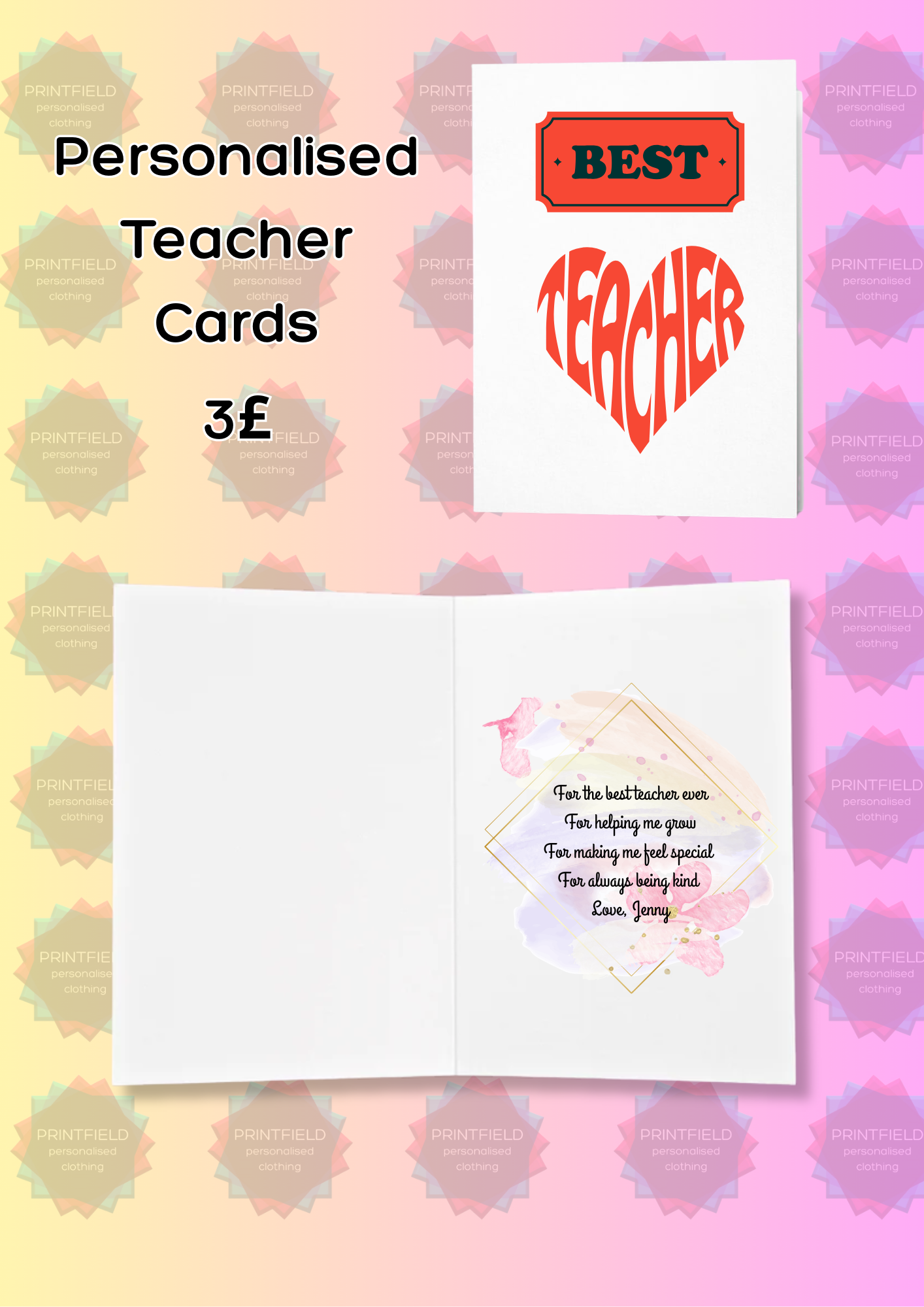 Personalised Teacher Thank You Card – End of Year Gift
