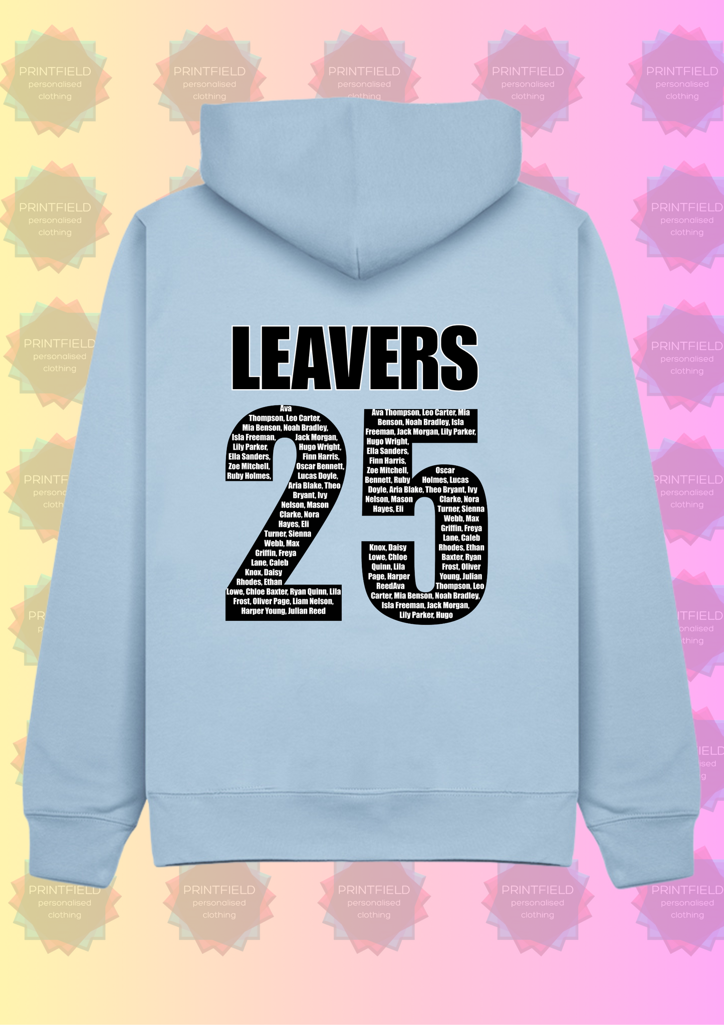 ๐ Personalised Leavers Hoodie โ Class of 2025 - designed by Printfield