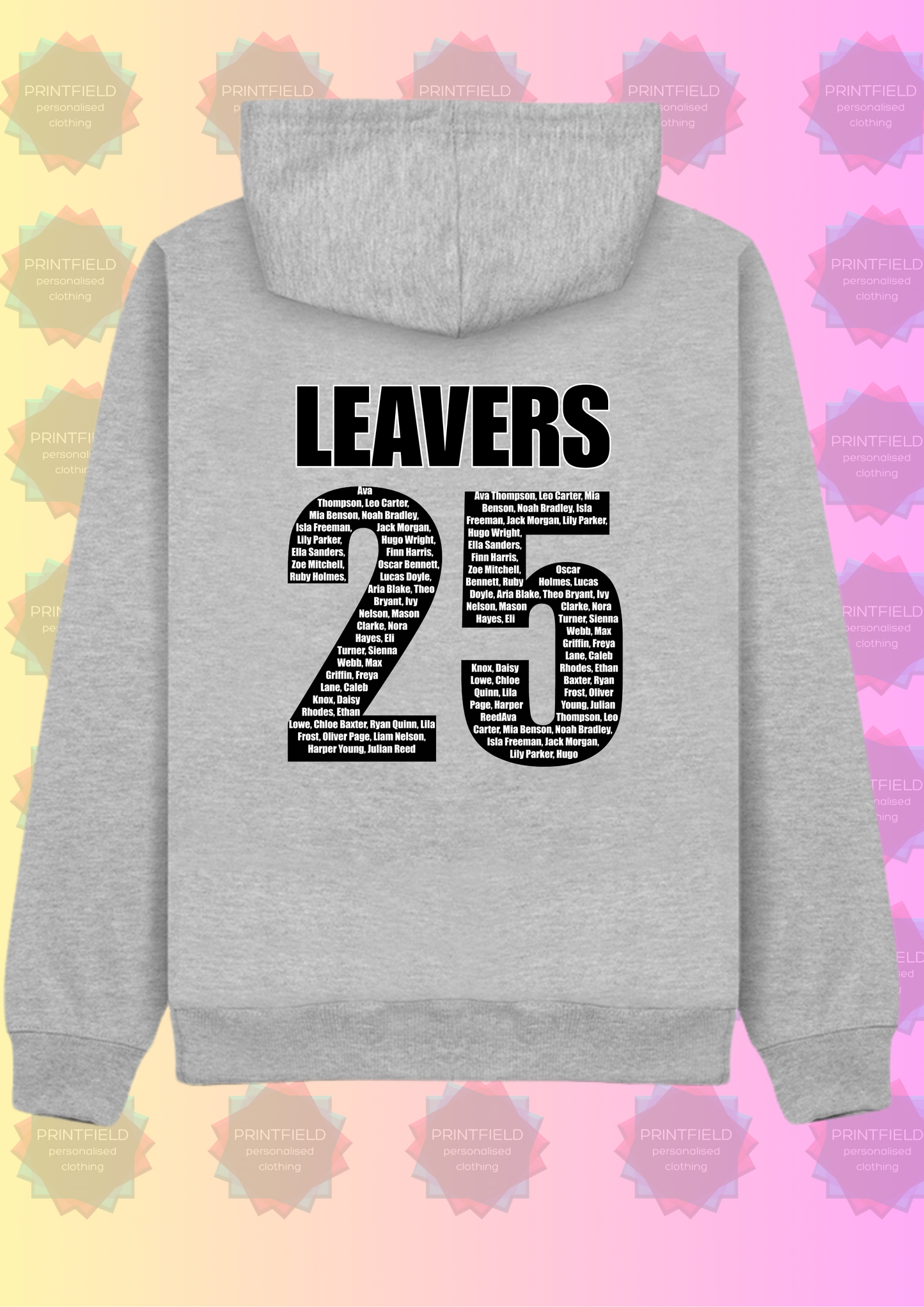 ๐ Personalised Leavers Hoodie โ Class of 2025 - designed by Printfield