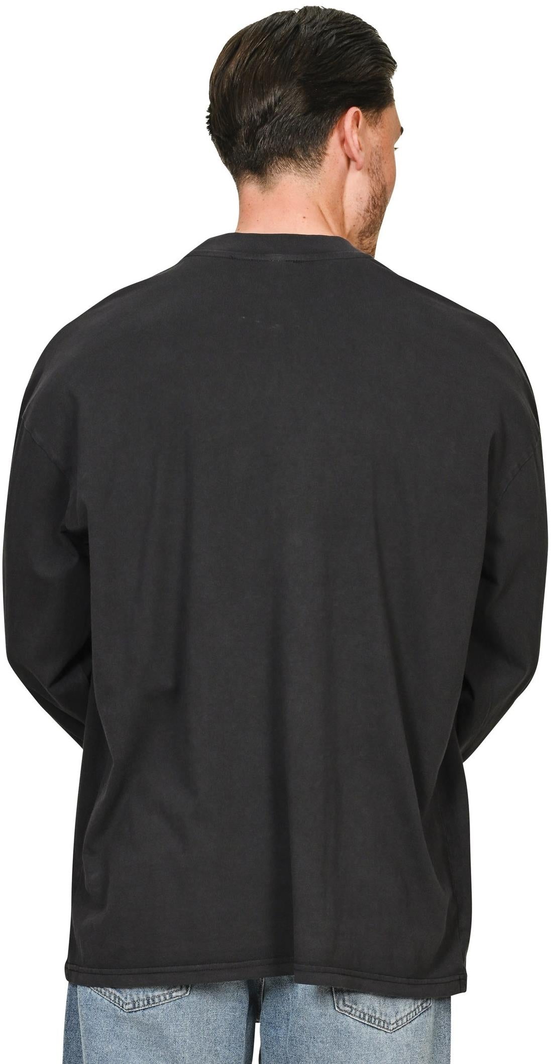 Acid Wash Oversized Extended Neck Long Sleeve T-Shirt – Adult Unisex