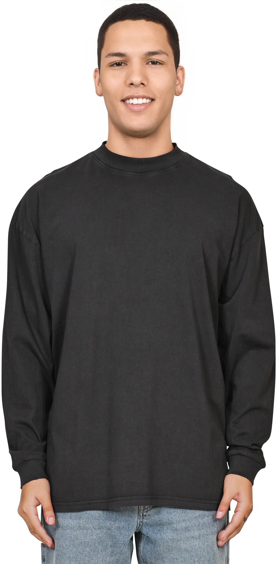 Acid Wash Oversized Extended Neck Long Sleeve T-Shirt – Adult Unisex