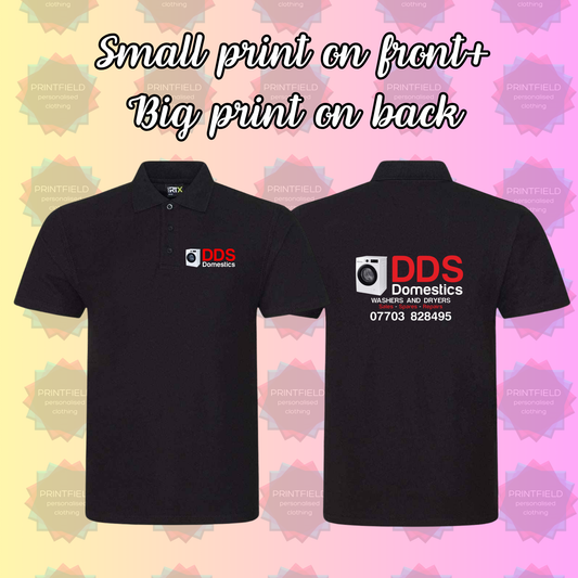 Premium Personalised Work Polo T-Shirt – Custom Front & Back Logo