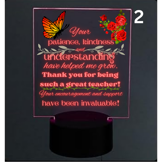 Personalised LED Acrylic Night Light – Teacher Gift - Designed by Printfield