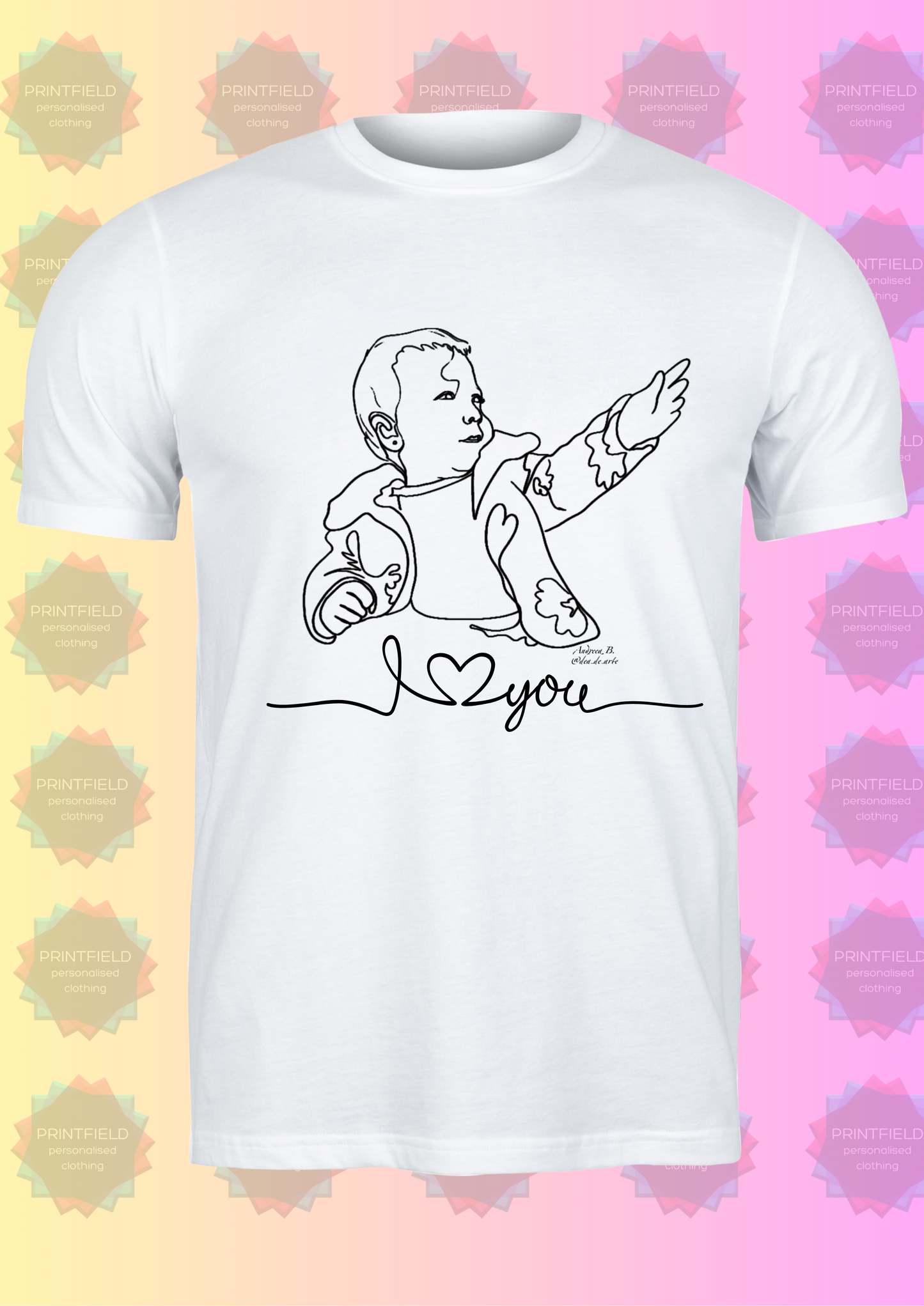 Personalised T-Shirt - One Line Art Portrait - Hand-Drawn by Andreea