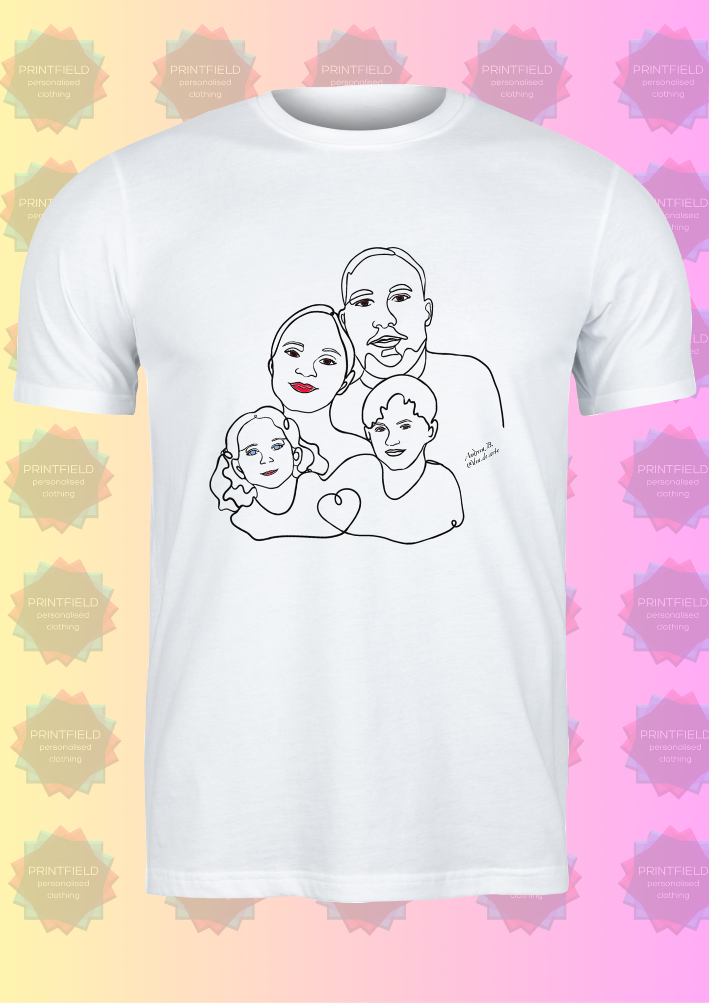 Personalised T-Shirt - One Line Art Portrait - Hand-Drawn by Andreea