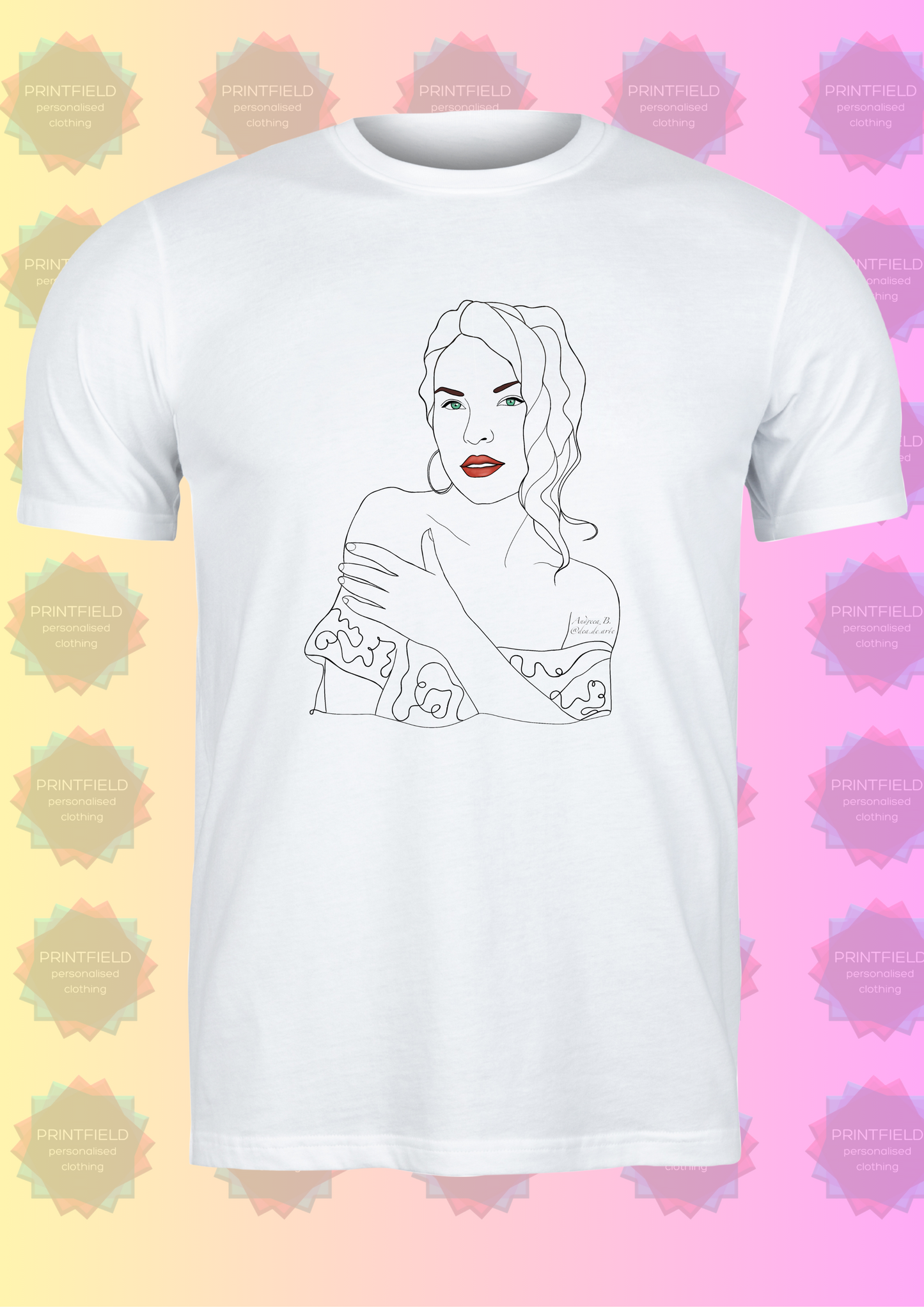 Personalised T-Shirt - One Line Art Portrait - Hand-Drawn by Andreea