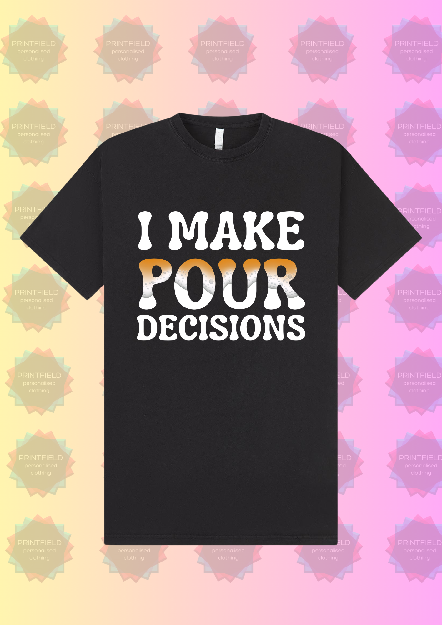 "I Make Pour Decisions" Oversized Black T-Shirt - Designed by Printfield