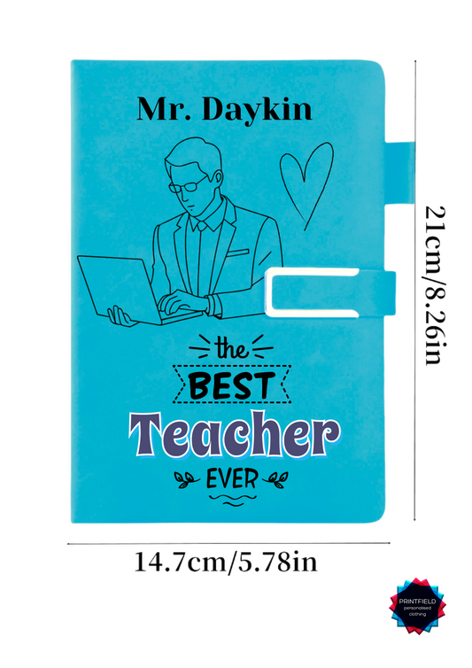 Teacher Gifts - Personalized Retro A5 Leather - Bound Notebook