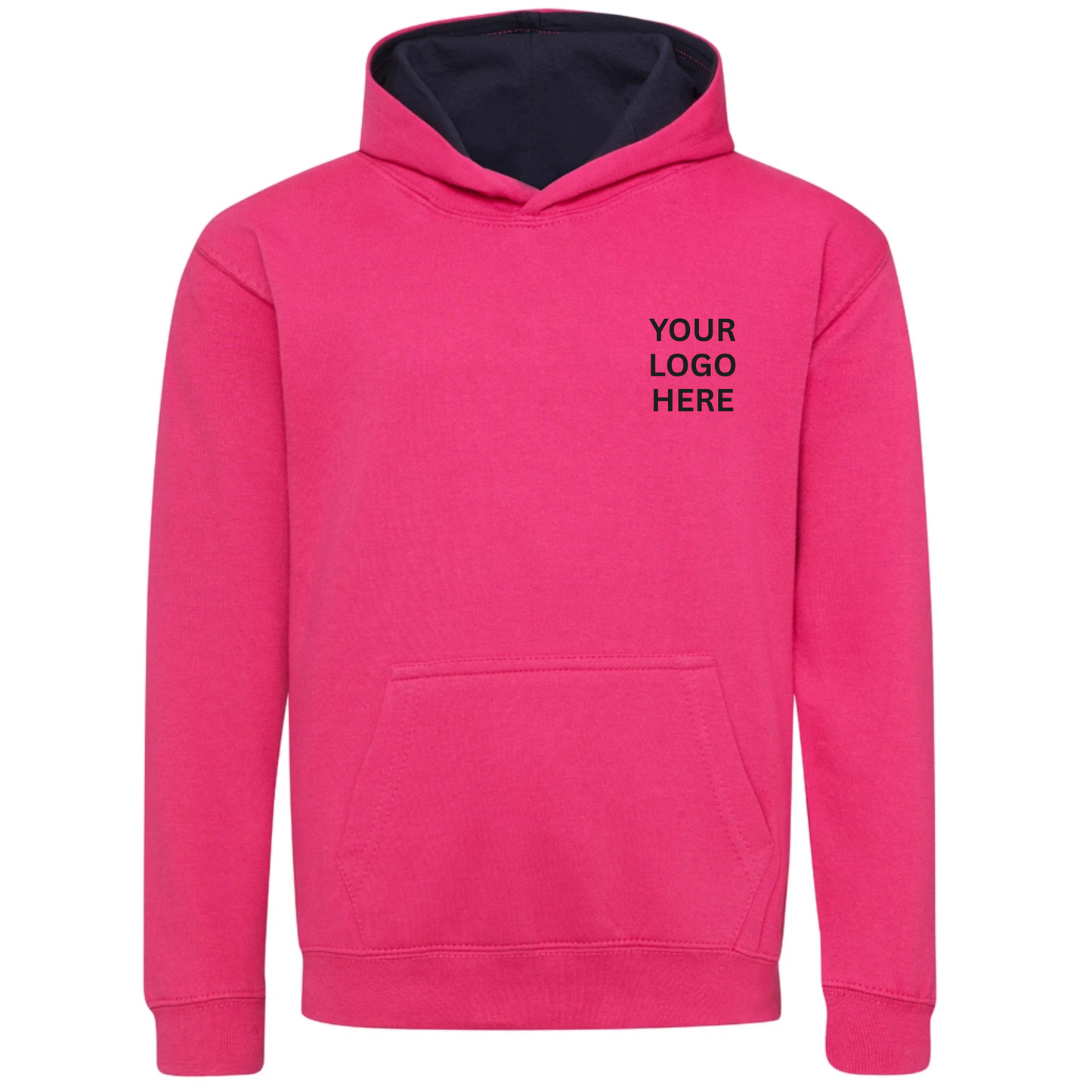 Personalised Varsity Hoodie for Kids - Add Your Own Logo - Small on front