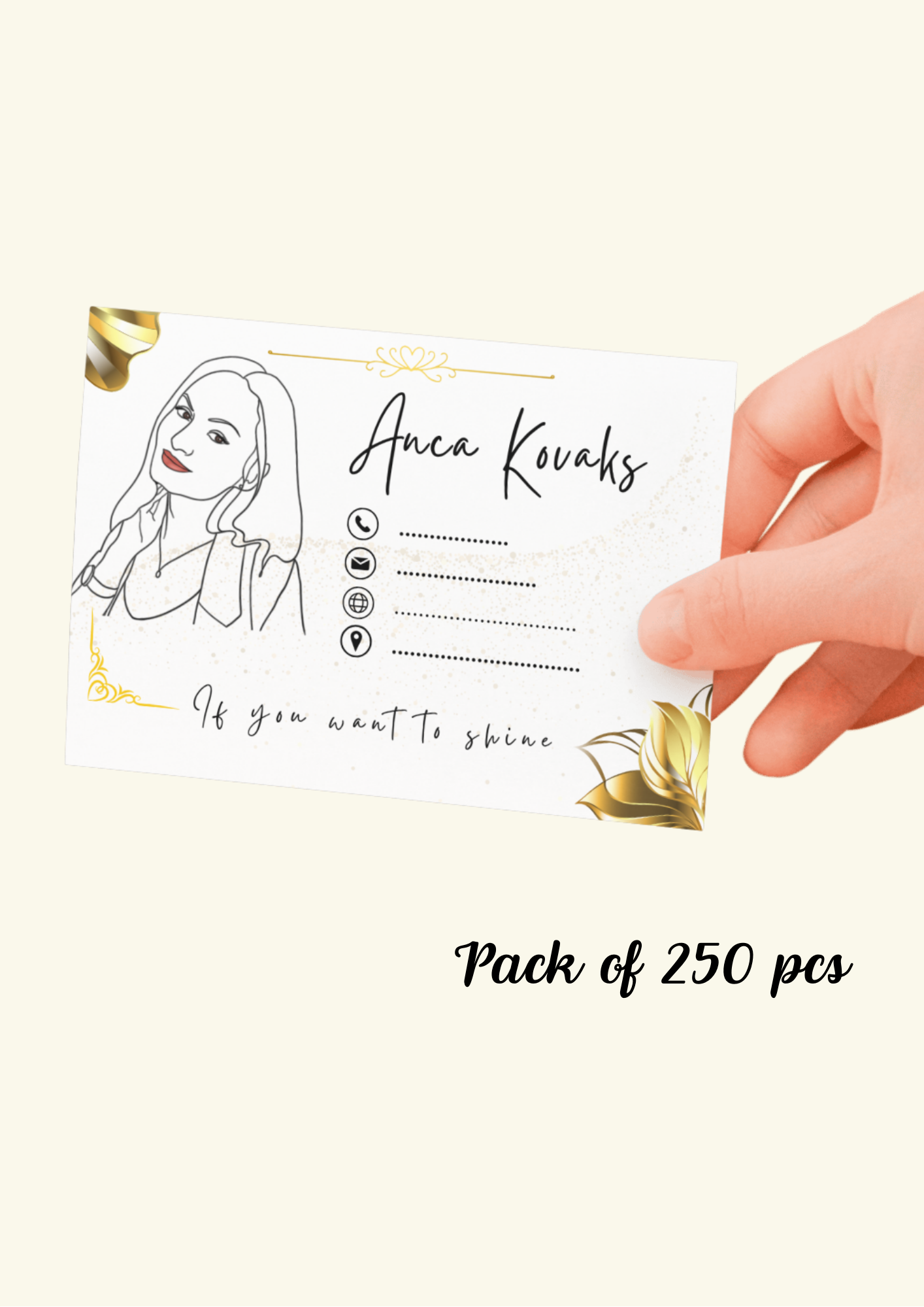 Personalised One Line Art Business Cards for Beauty Professionals - Hand-Drawn by Andreea