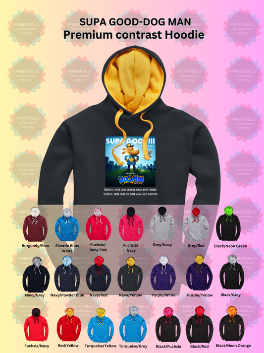 SUPA GOOD - DOG MAN - Premium contrast Hoodie - various colors available - adults version