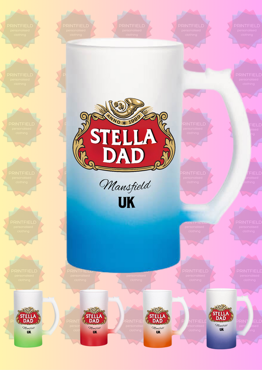 ‘Stella Dad’ Personalised Frosted Glass Beer Stein – Designed by Printfield