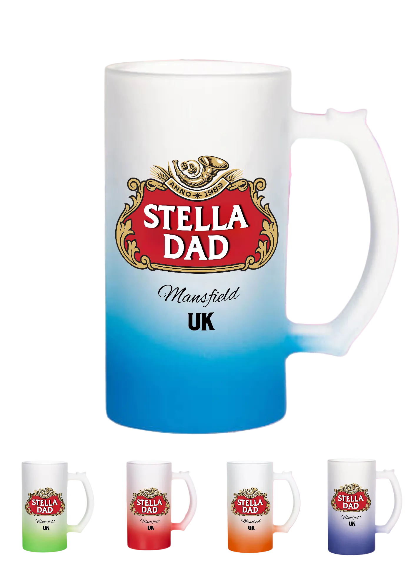 ‘Stella Dad’ Personalised Frosted Glass Beer Stein – Designed by Printfield