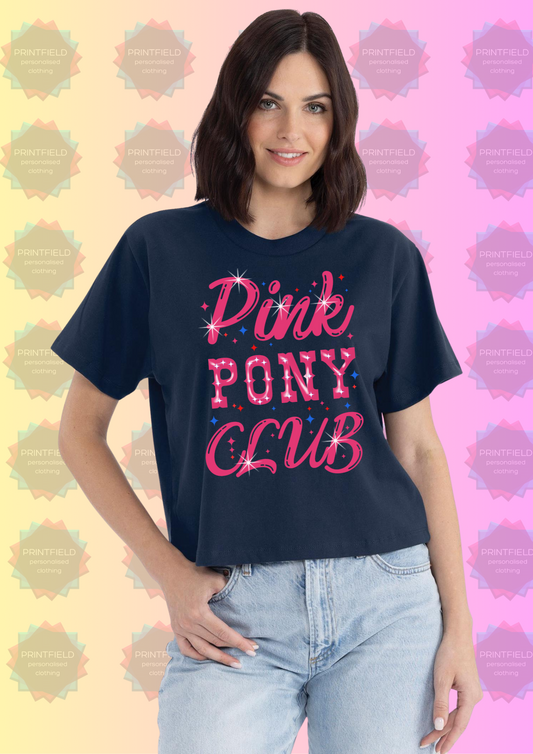 Ladies Boxy Cropped T-Shirt – Pink Pony Club - Designed by Printfield