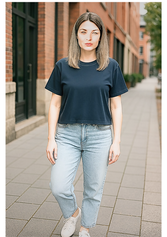 Ladies Boxy Cropped T-Shirt – Premium Blank