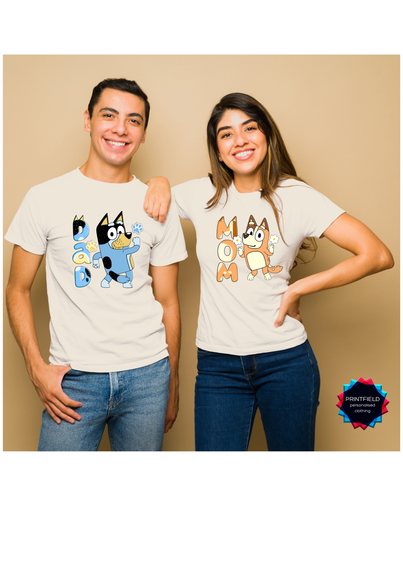 Bluey Adults and Couple T-Shirts – Dad Designed by Printfield