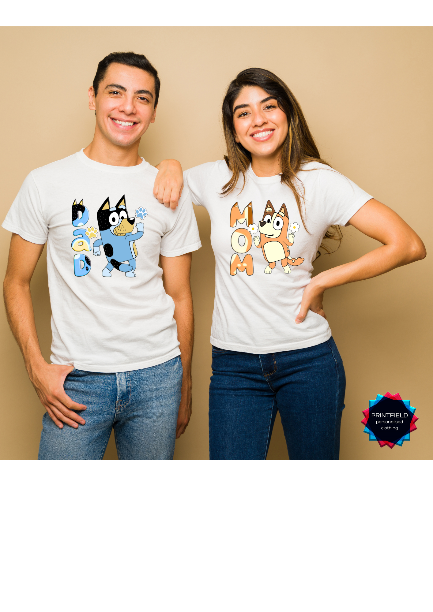 Bluey Adults and Couple T-Shirts – Dad Designed by Printfield