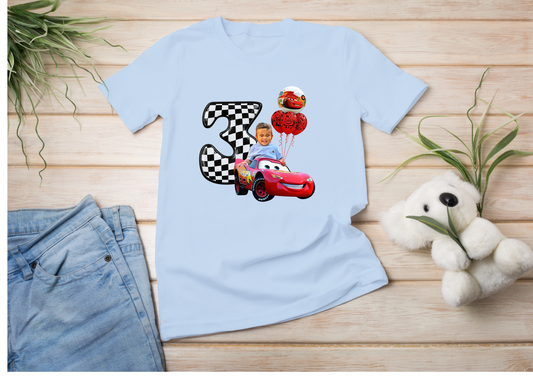 Disney Cars Birthday T-shirt, McQueen Birthday Boy Tee, Personalised Birthday Cars Children's T-shirt, Cars Third Birthday T-Shirt - Designed by Printfield