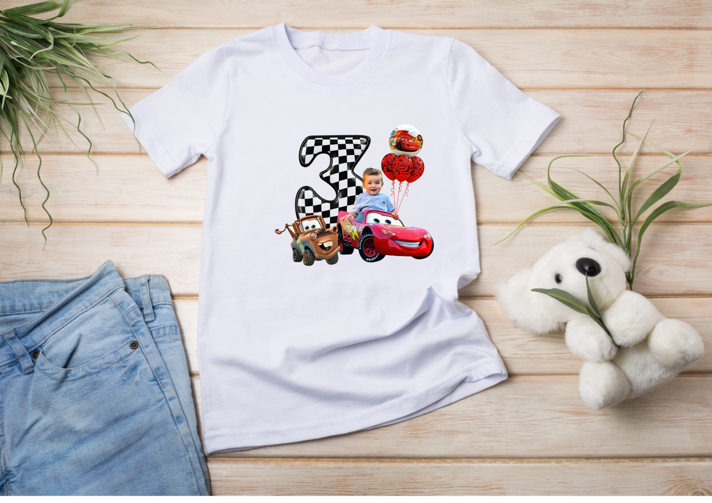 Disney Cars Birthday T-shirt, McQueen Birthday Boy Tee, Personalised Birthday Cars Children's T-shirt, Cars Third Birthday T-Shirt - Designed by Printfield