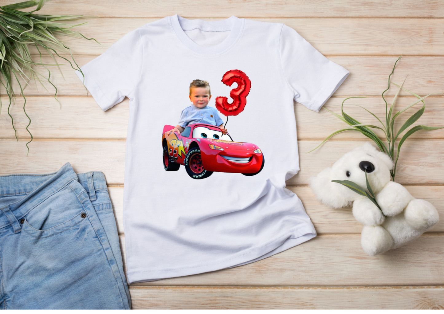 Disney Cars Birthday T-shirt, McQueen Birthday Boy Tee, Personalised Birthday Cars Children's T-shirt, Cars Third Birthday T-Shirt - Designed by Printfield