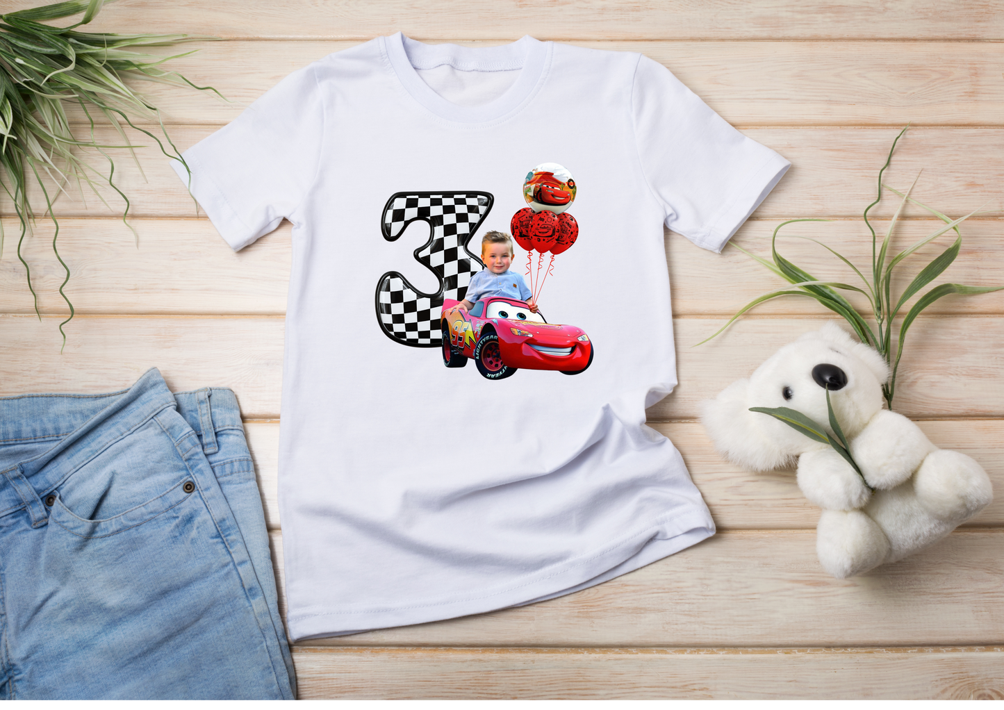 Disney Cars Birthday T-shirt, McQueen Birthday Boy Tee, Personalised Birthday Cars Children's T-shirt, Cars Third Birthday T-Shirt - Designed by Printfield