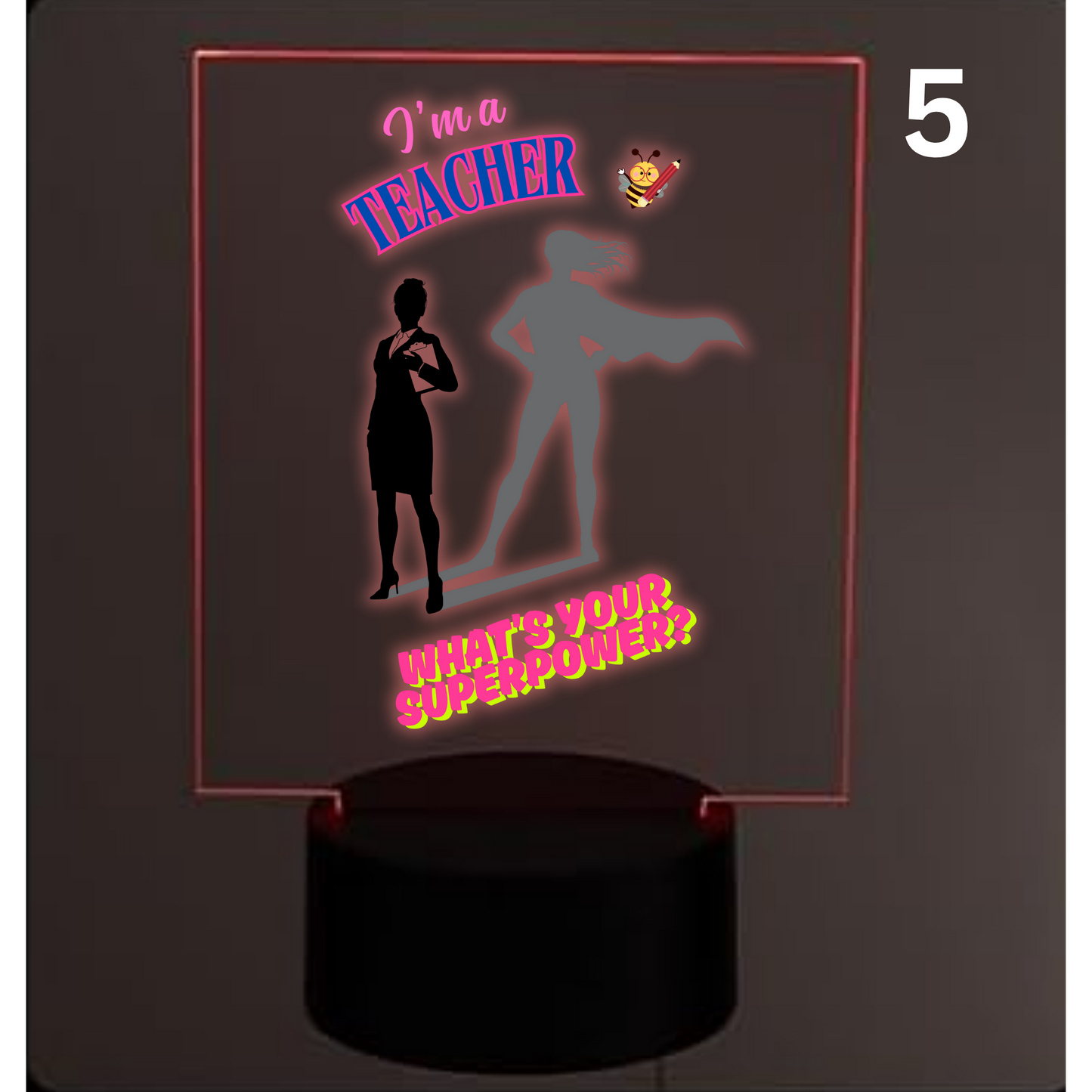 Personalised LED Acrylic Night Light – Teacher Gift - Designed by Printfield