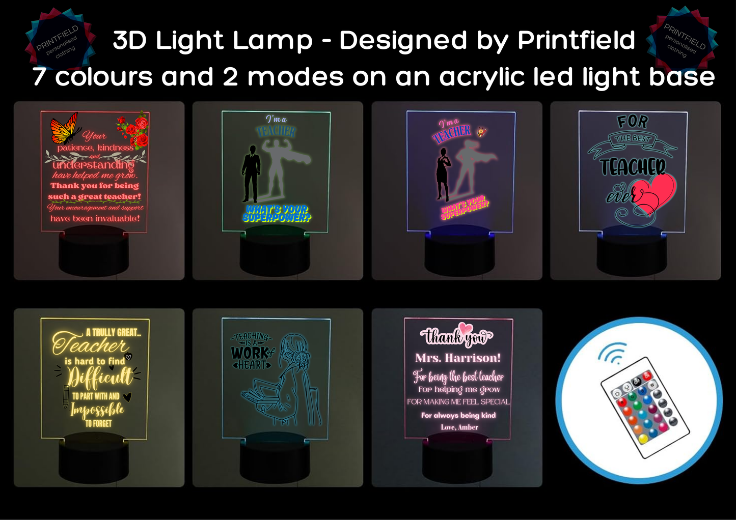 Personalised LED Acrylic Night Light – Teacher Gift - Designed by Printfield