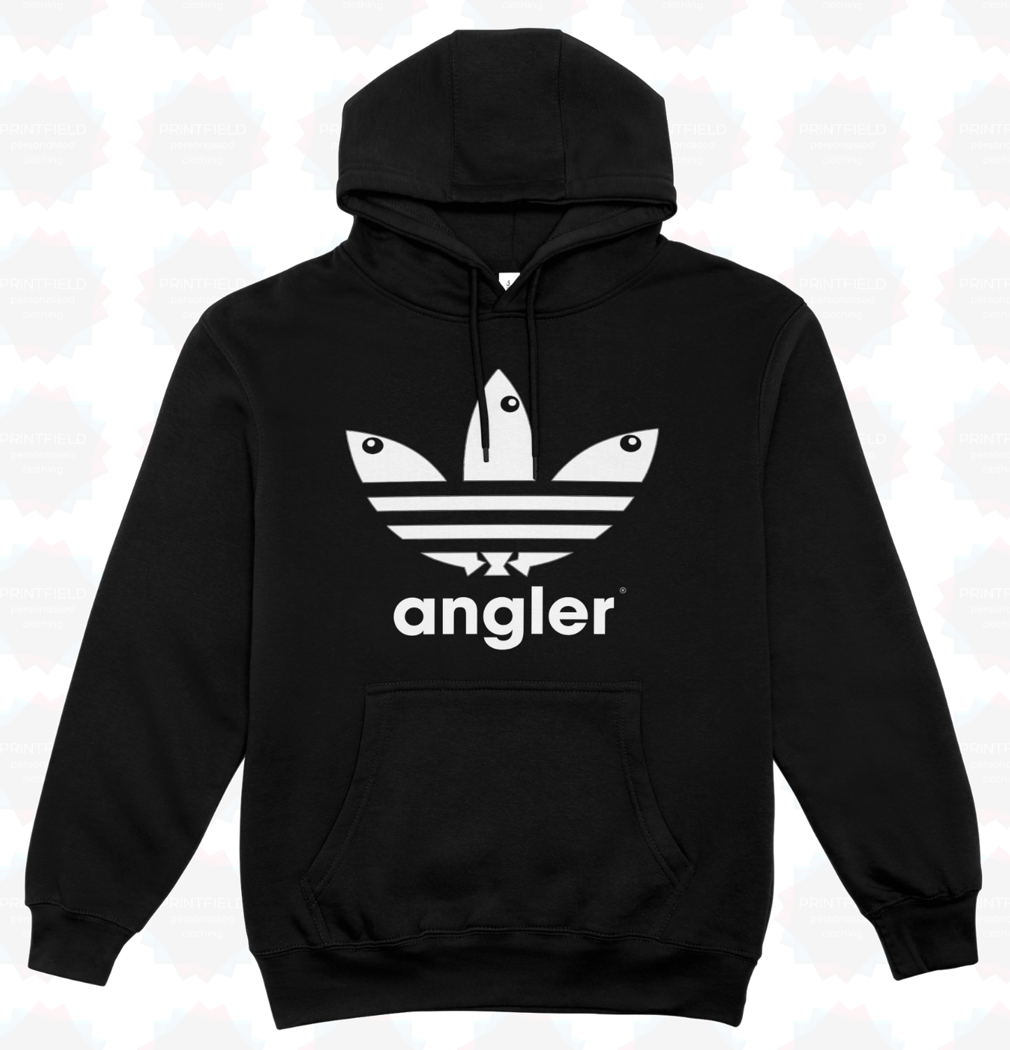 Angler Hoodie – Adidas-Brand-Parody | Funny Fishing Hoodie | UK Fast Delivery