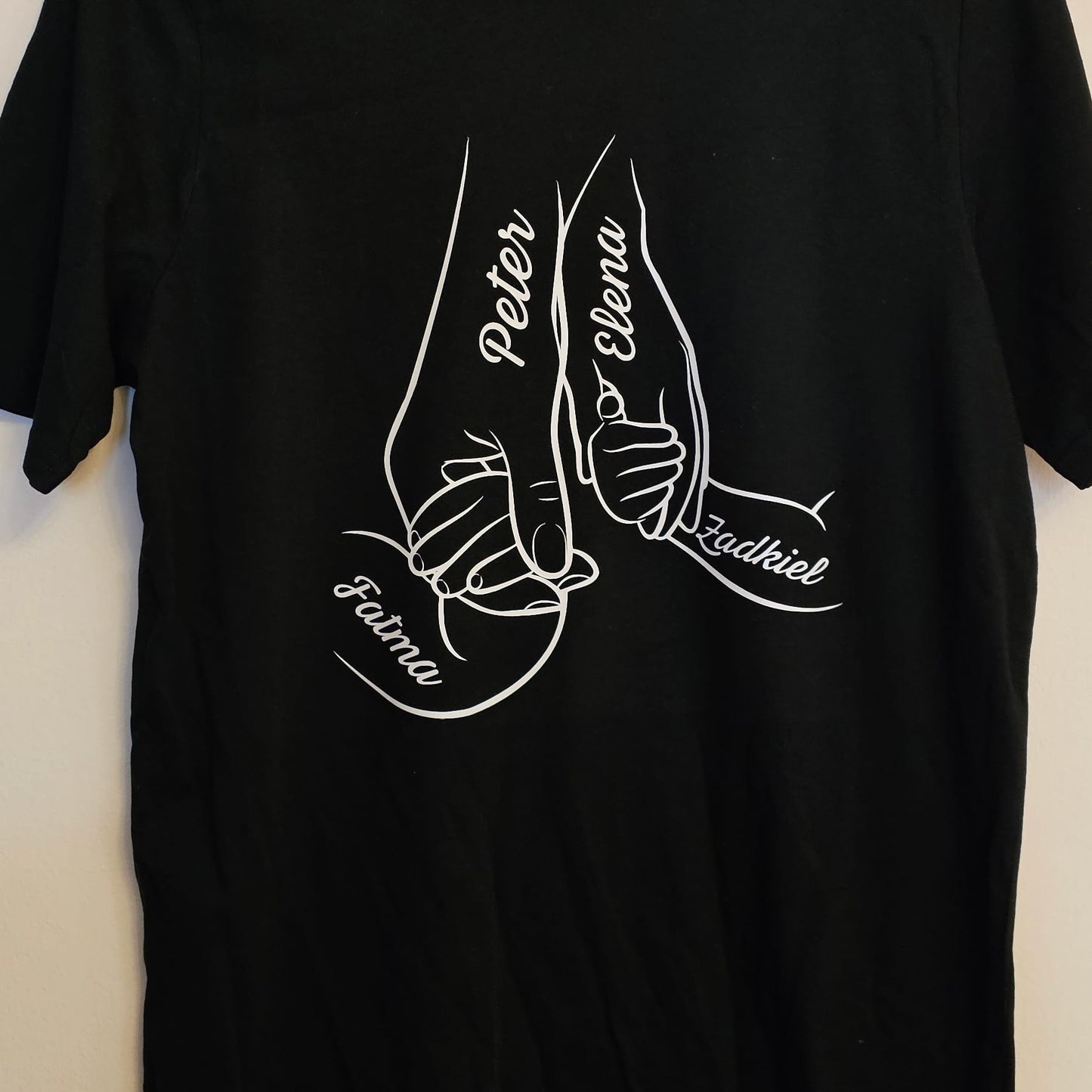 Family - Holding hands - Black T-Shirt - Designed by Printfield