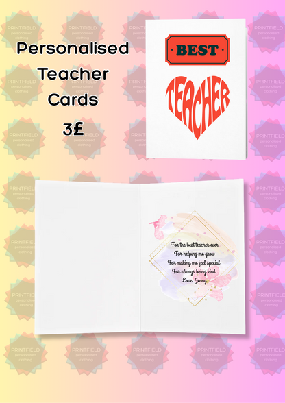 Personalised Teacher Thank You Card – End of Year Gift
