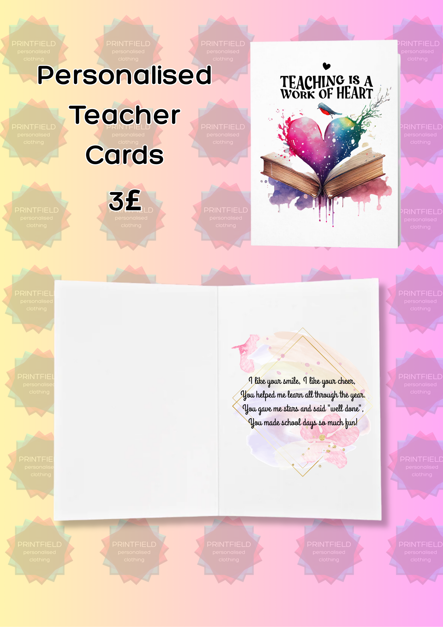 Personalised Teacher Thank You Card – End of Year Gift