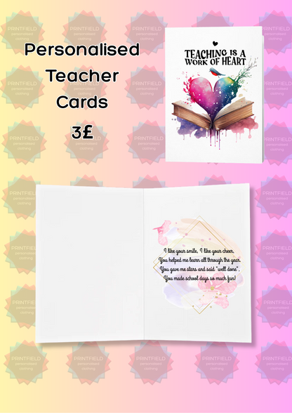 Personalised Teacher Thank You Card – End of Year Gift