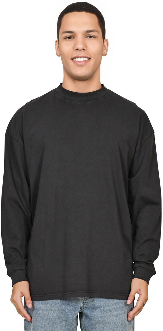 Acid Wash Oversized Extended Neck Long Sleeve T-Shirt – Adult Unisex