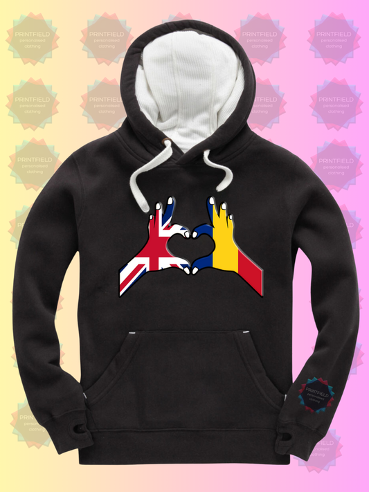 Hand Heart-RO-UK flag-DTF print - designed by Printfield