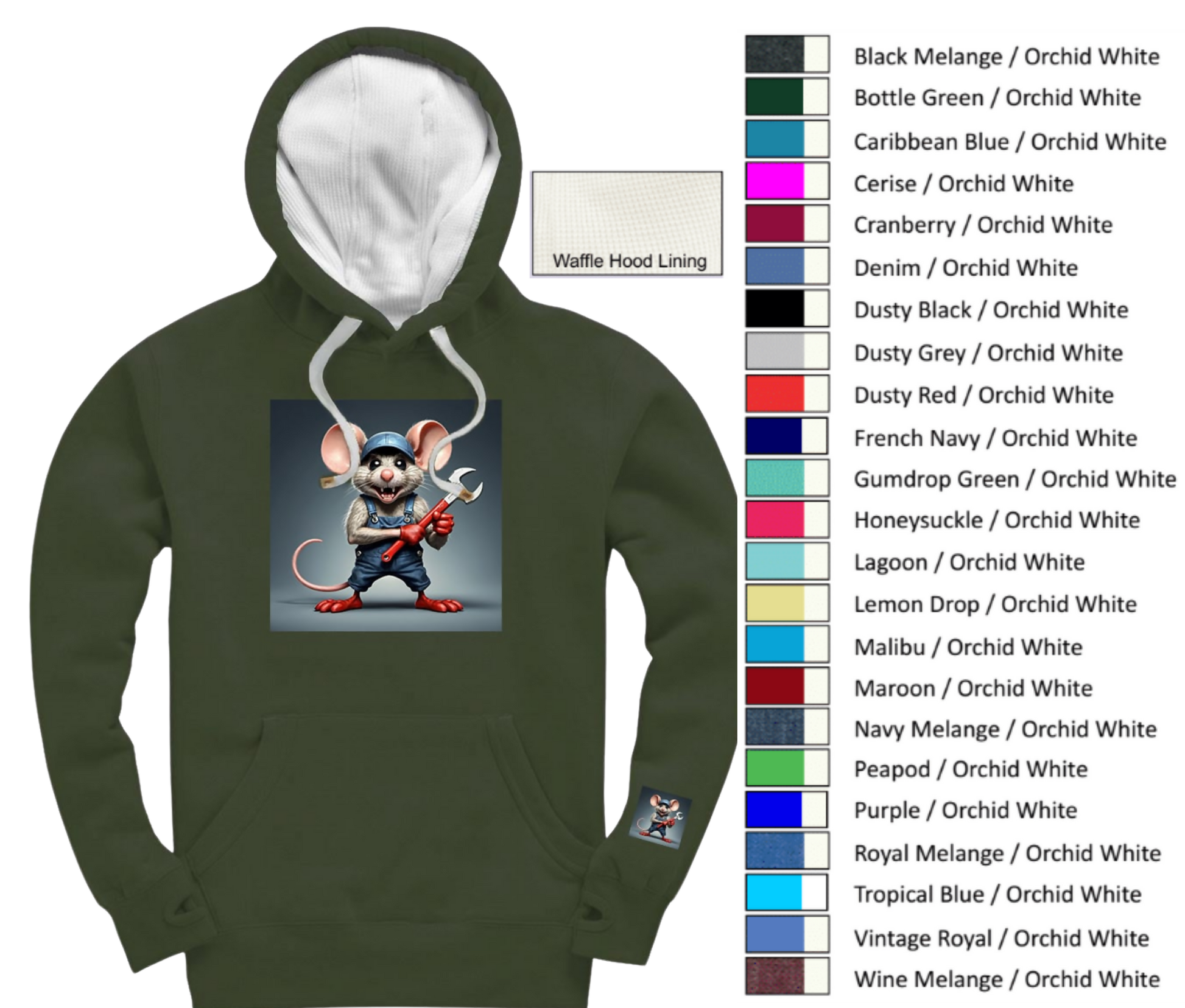 Mechanic Mouse ultra premium soft peach hoodie for website