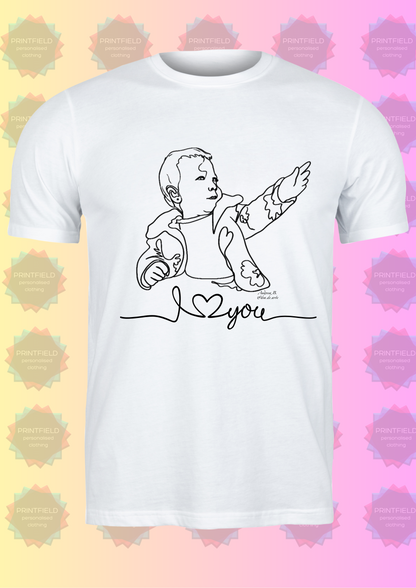 Personalised T-Shirt - One Line Art Portrait - Hand-Drawn by Andreea