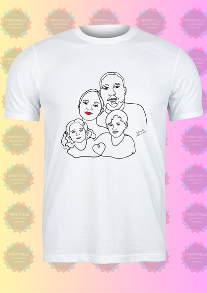 Personalised T-Shirt - One Line Art Portrait - Hand-Drawn by Andreea