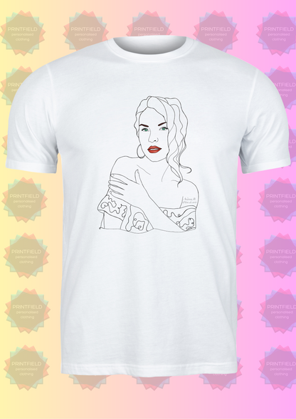 Personalised T-Shirt - One Line Art Portrait - Hand-Drawn by Andreea