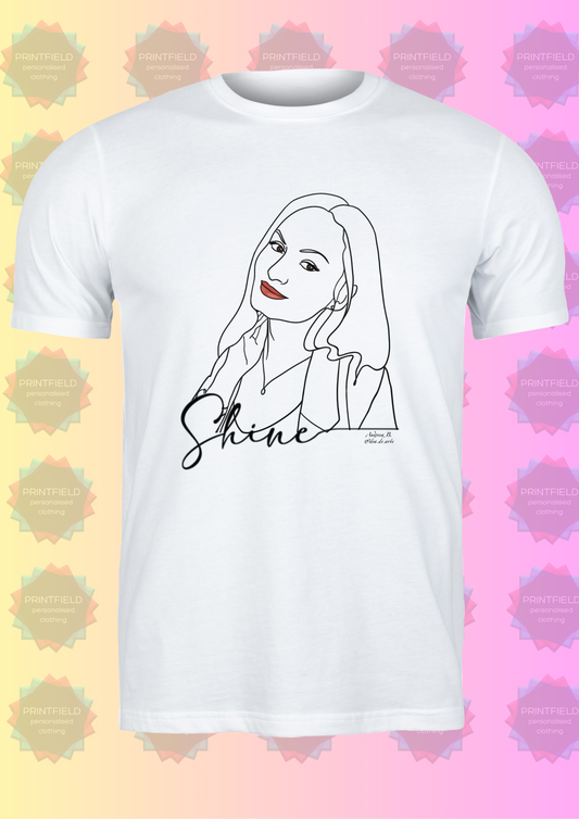 Personalised T-Shirt - One Line Art Portrait - Hand-Drawn by Andreea