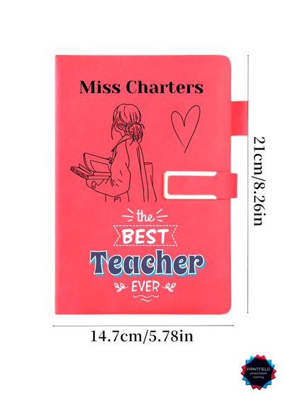 Teacher Gifts - Personalized Retro A5 Leather - Bound Notebook