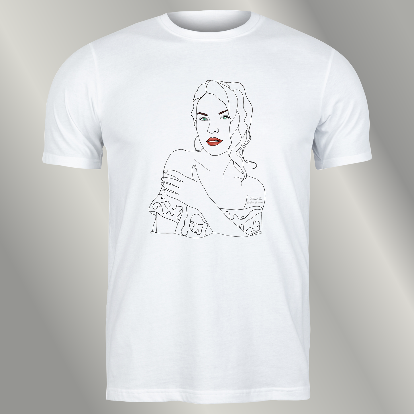 Personalised T-Shirt - One Line Art Portrait - Hand-Drawn by Andreea