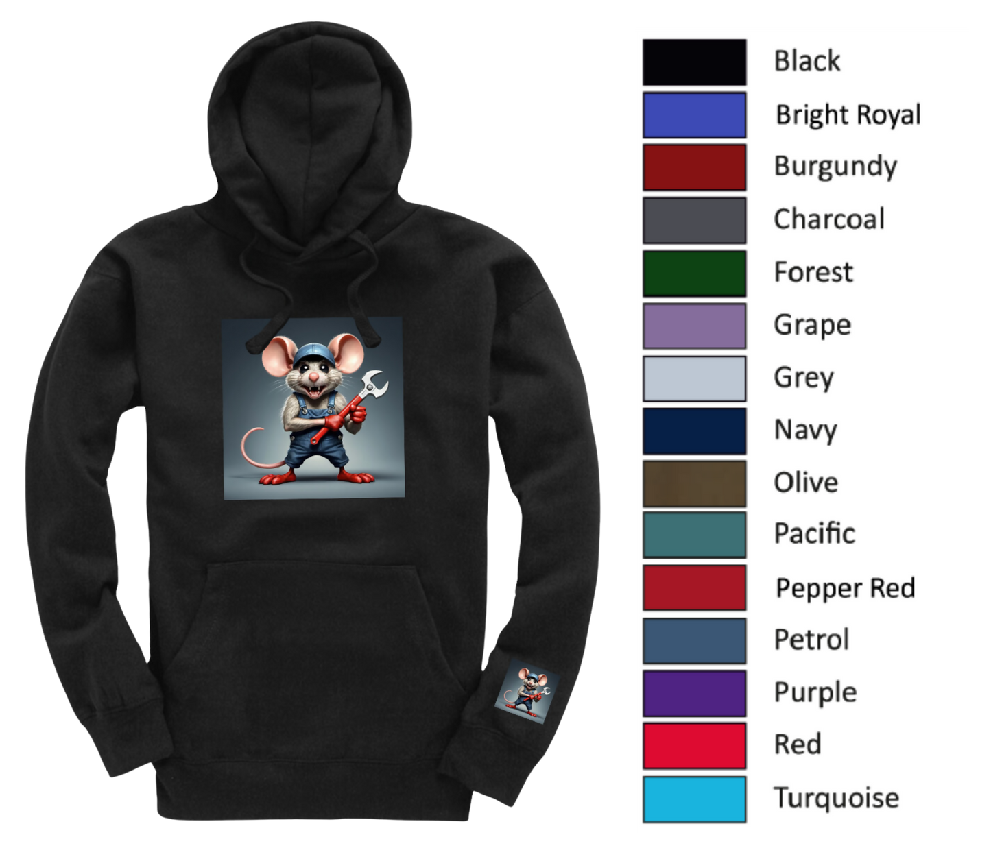 Mechanic Mouse Black Hoodie for website