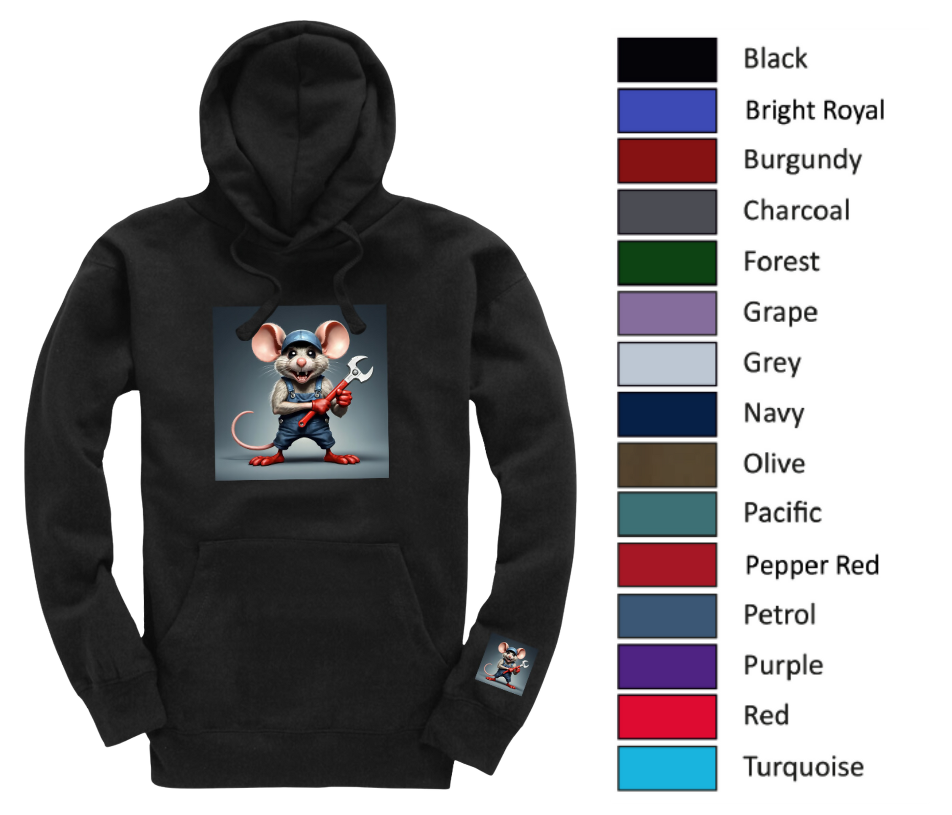 Mechanic Mouse Black Hoodie for website